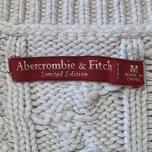 Abercrombie & Fitch Limited Edition Knit Tank Top Cable Sweater Vest M Beige Y2K - Picture 3 of 5